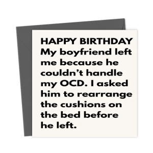 Funny OCD Happy Birthday Card